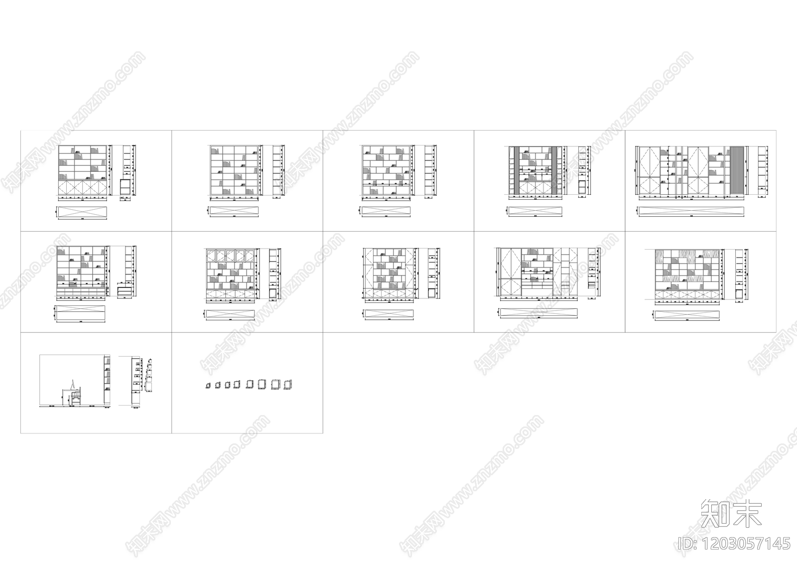 现代家具图库cad施工图下载【ID:1203057145】