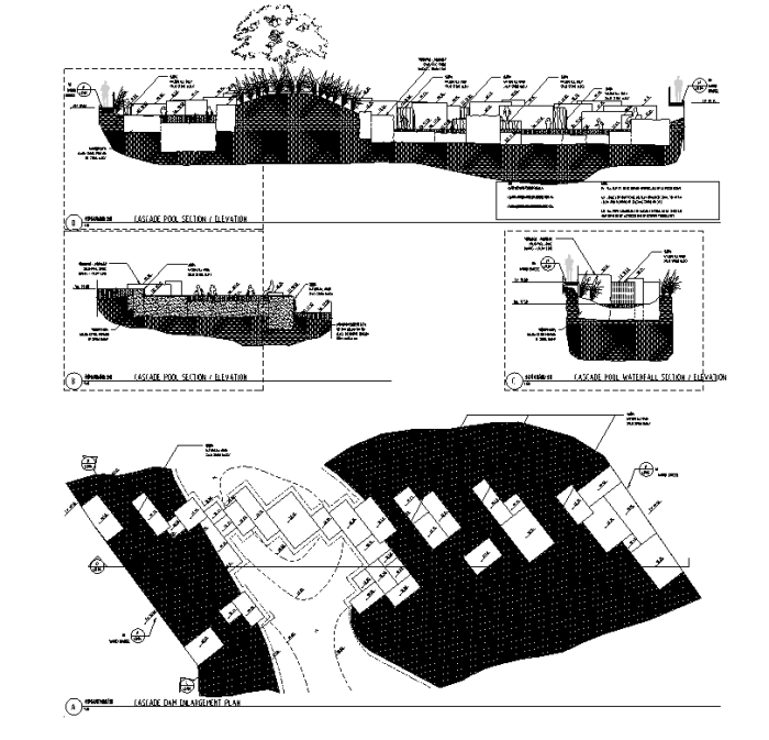 [福建]“溪流引趣”居住区景观规划设计施工图全套cad施工图下载【ID:161044194】