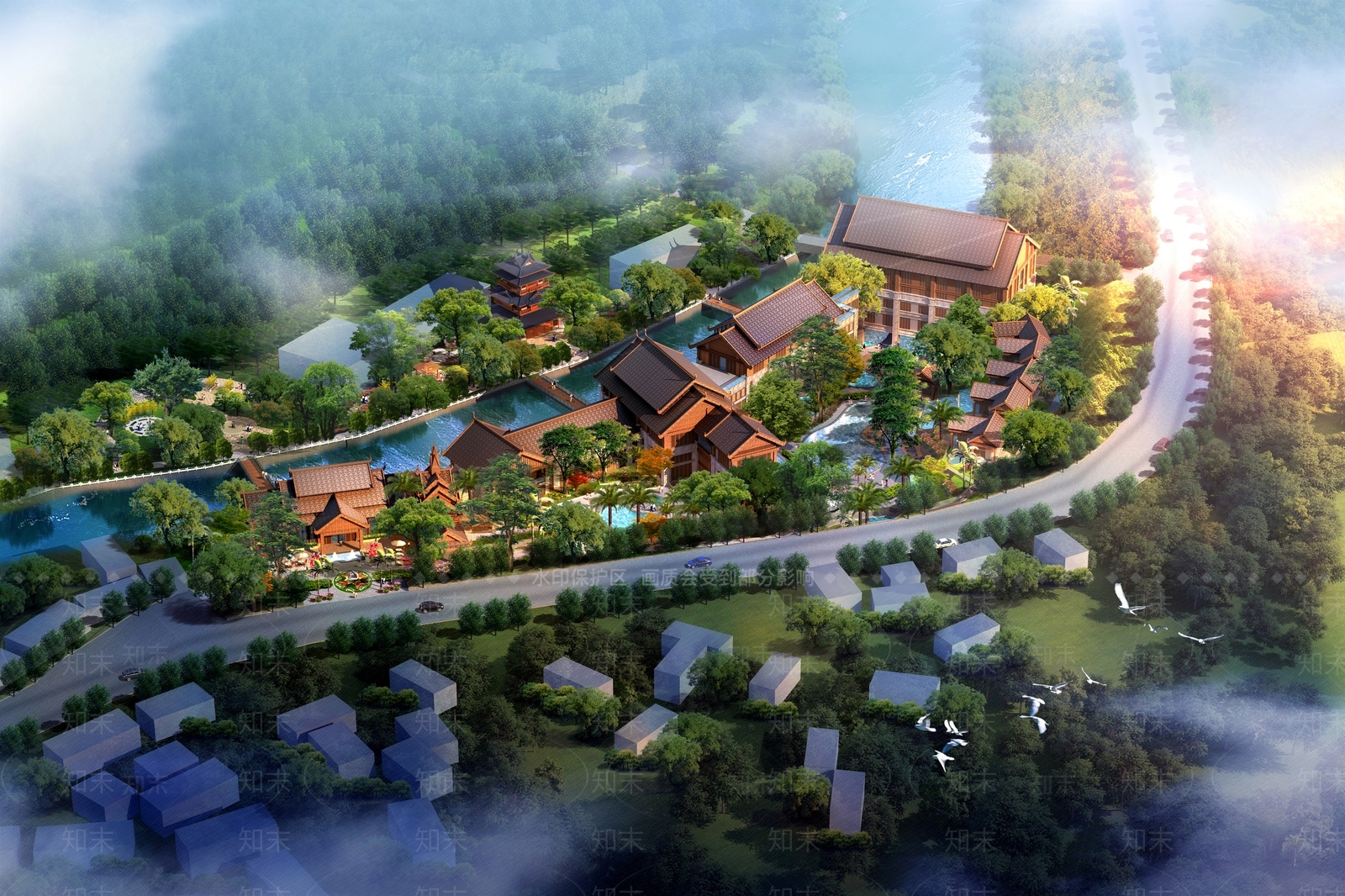 中式酒店建筑SU模型草图