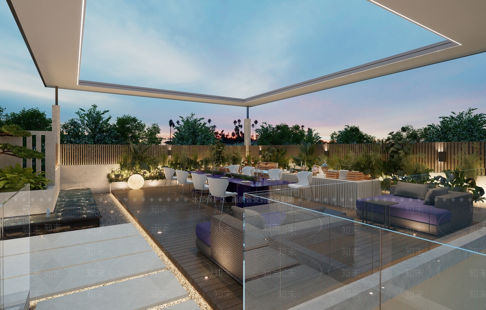 现代原木屋顶花园SU模型下载【ID:1203058479】