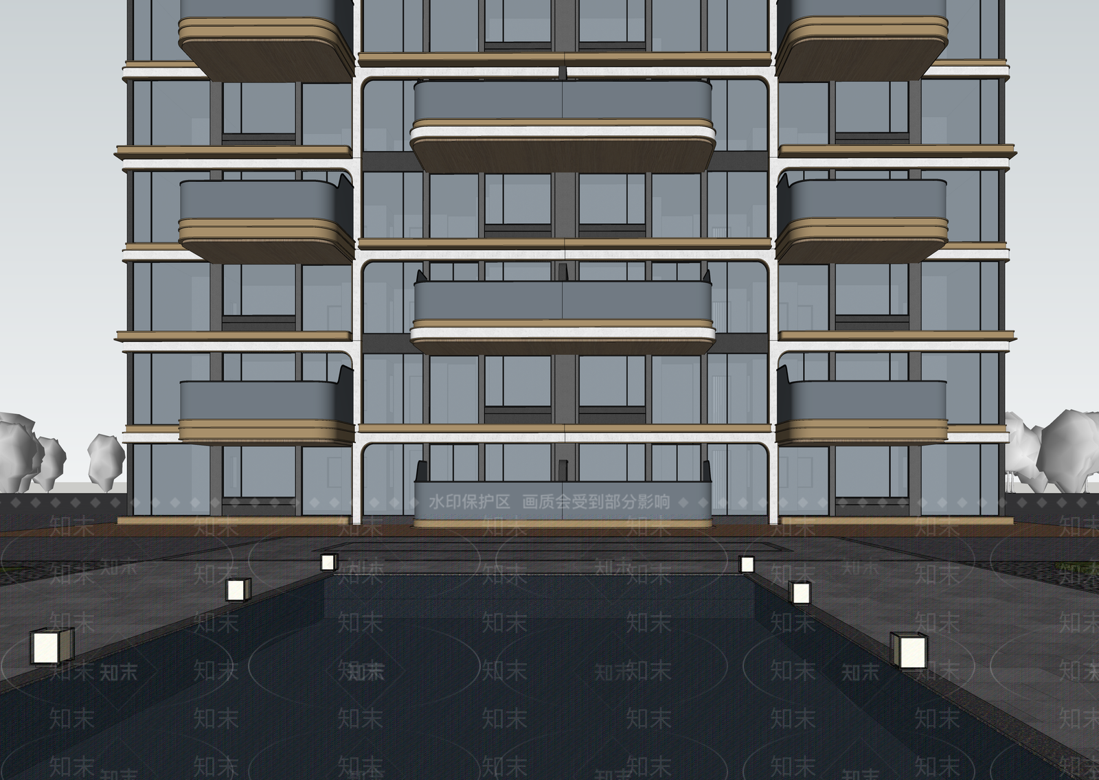 现代小区建筑SU模型下载【ID:1203063282】