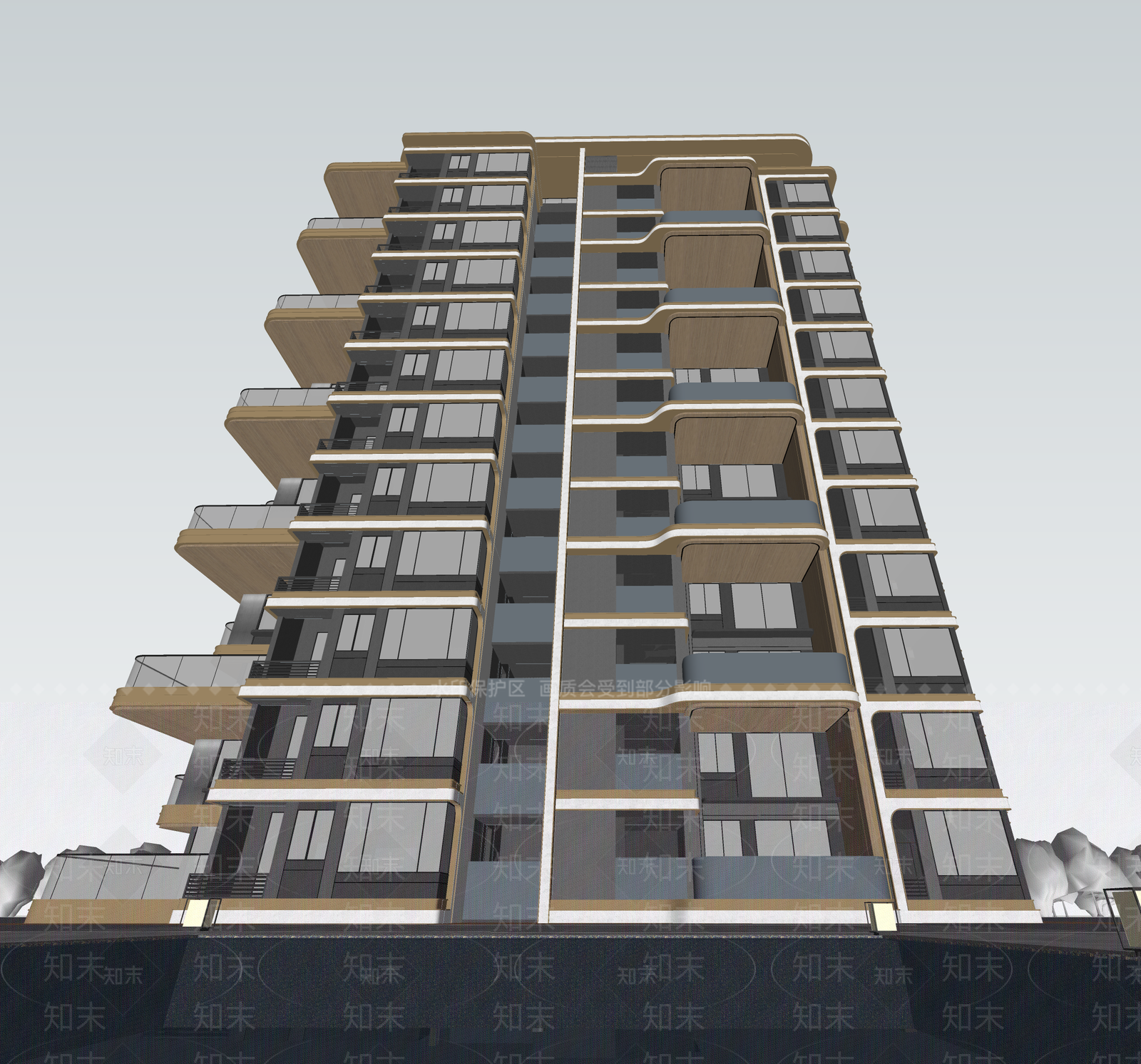 现代高层住宅SU模型下载【ID:1203063537】