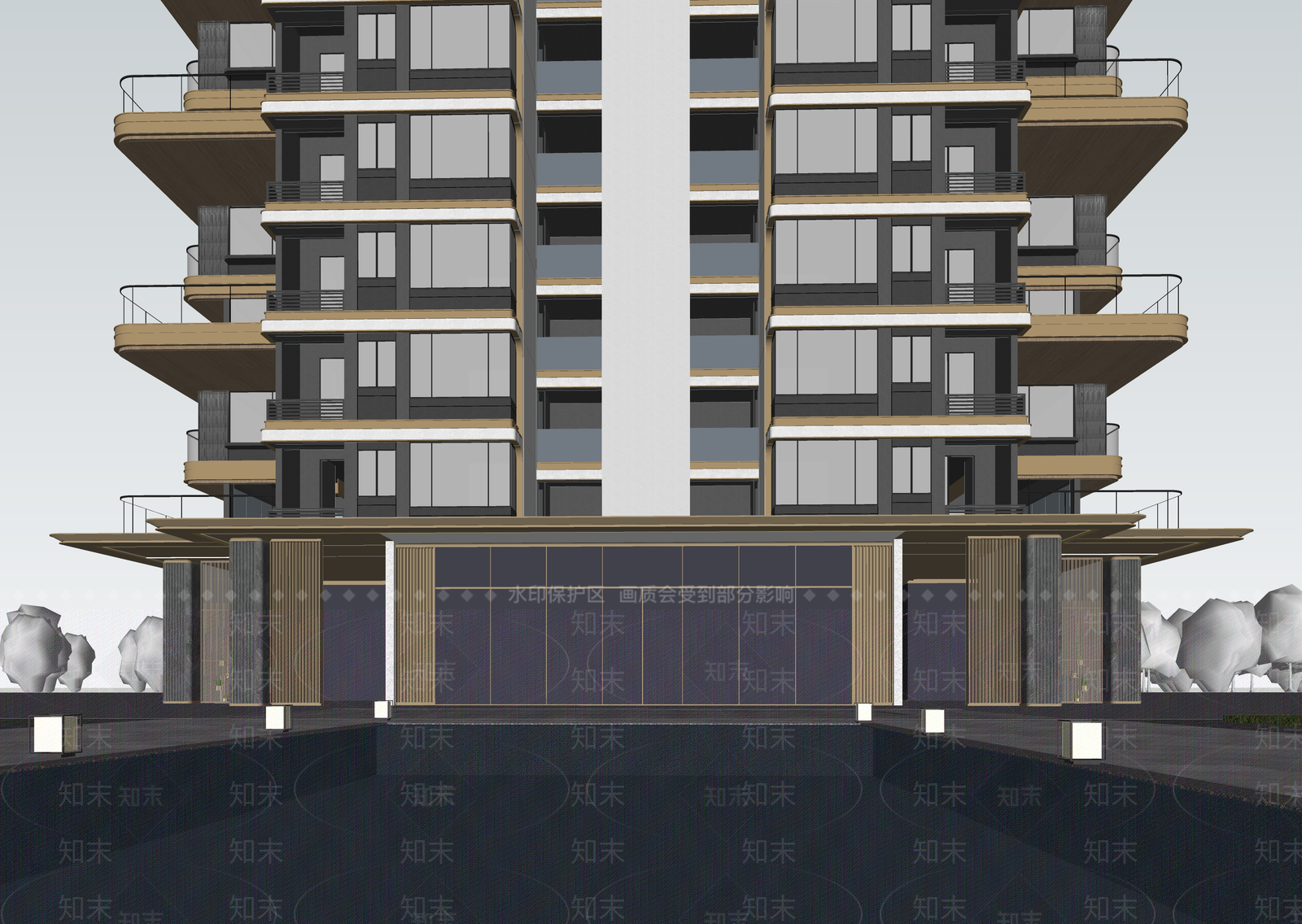 现代小区建筑SU模型下载【ID:1203063744】