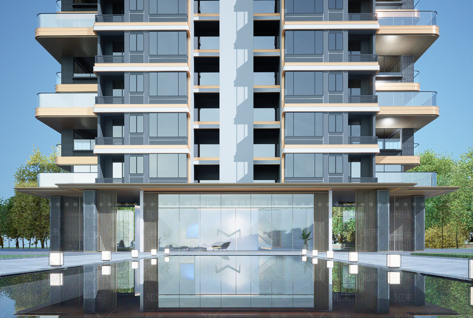 现代小区建筑SU模型下载【ID:1203063744】
