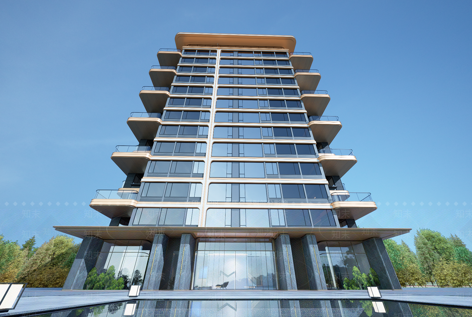 现代小高层住宅楼SU模型下载【ID:1203063813】