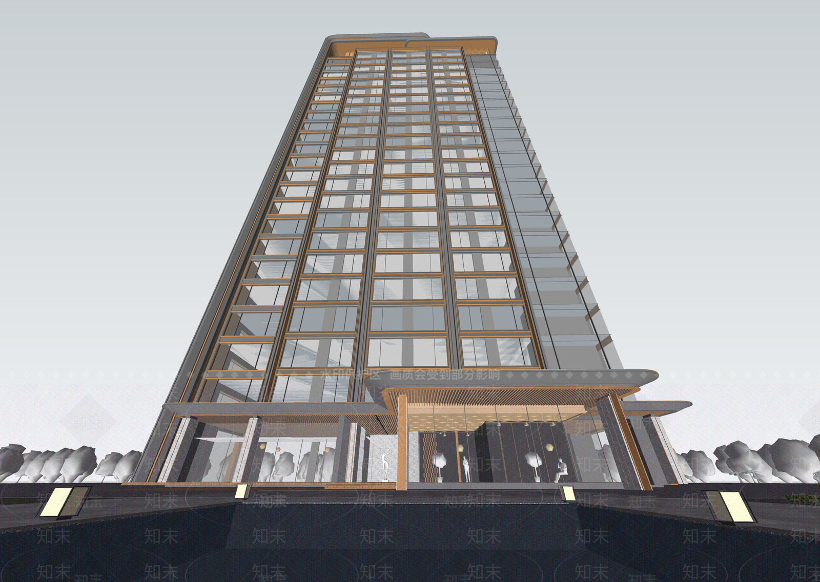 现代高层住宅SU模型下载【ID:1203063933】