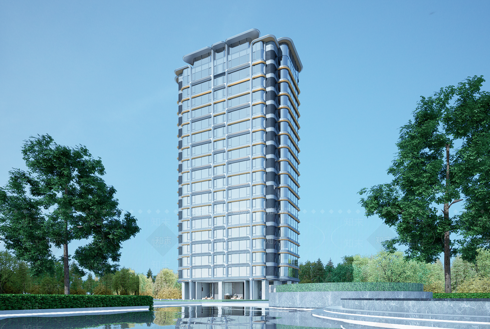 现代高层住宅SU模型下载【ID:1203064040】