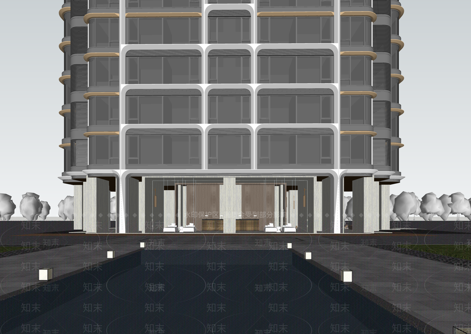 现代小区建筑SU模型下载【ID:1203064059】
