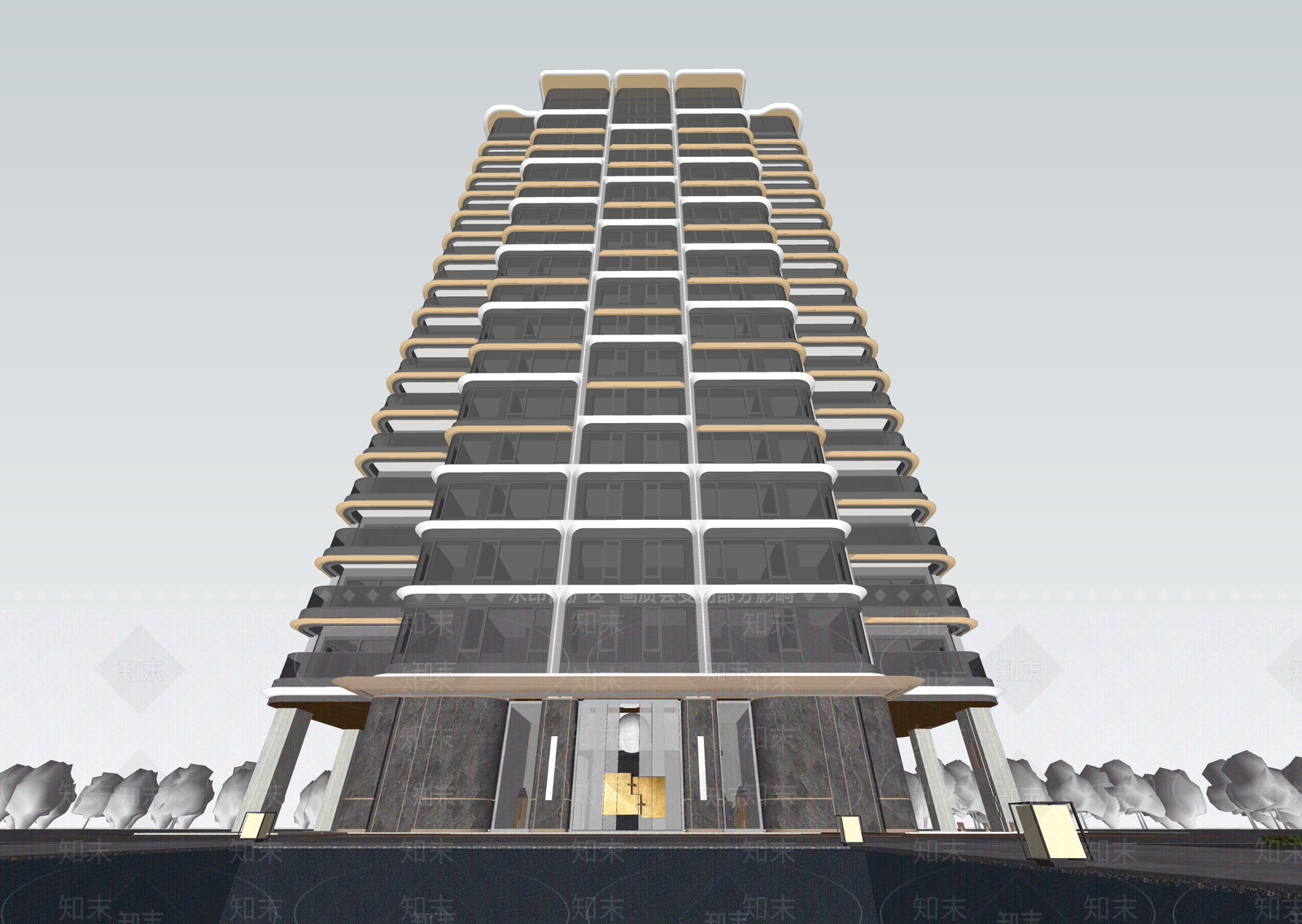 现代高层住宅SU模型下载【ID:1203064101】