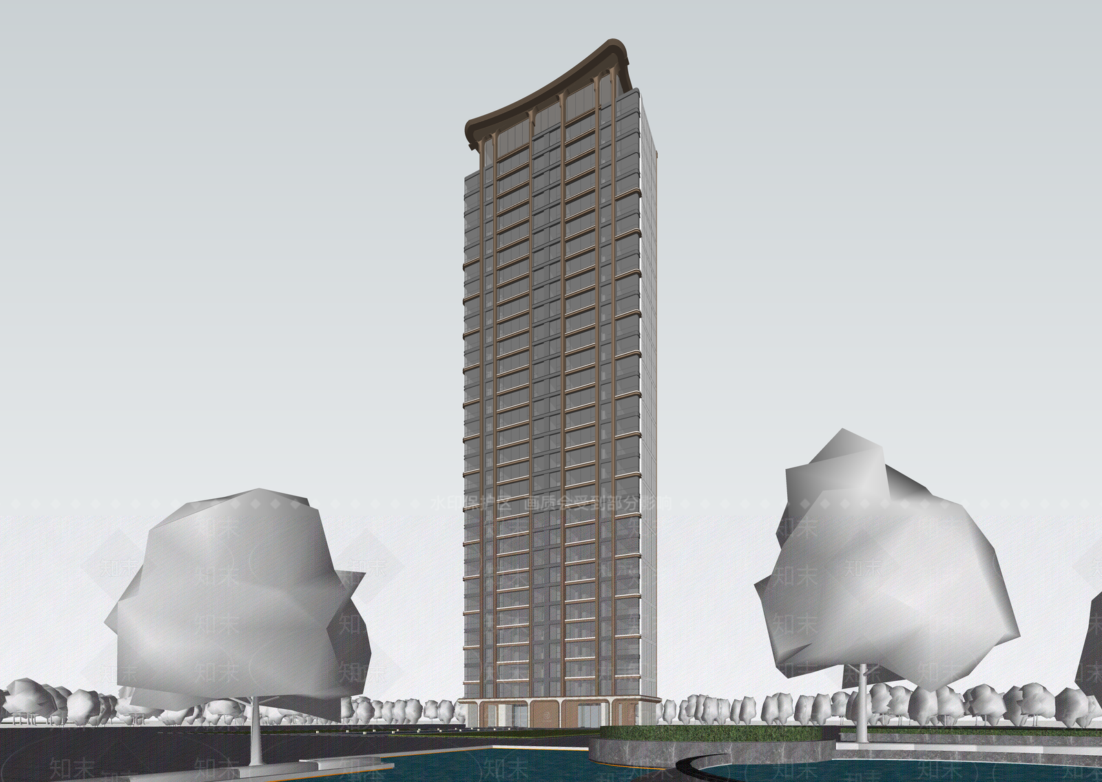 现代高层住宅SU模型下载【ID:1203064199】