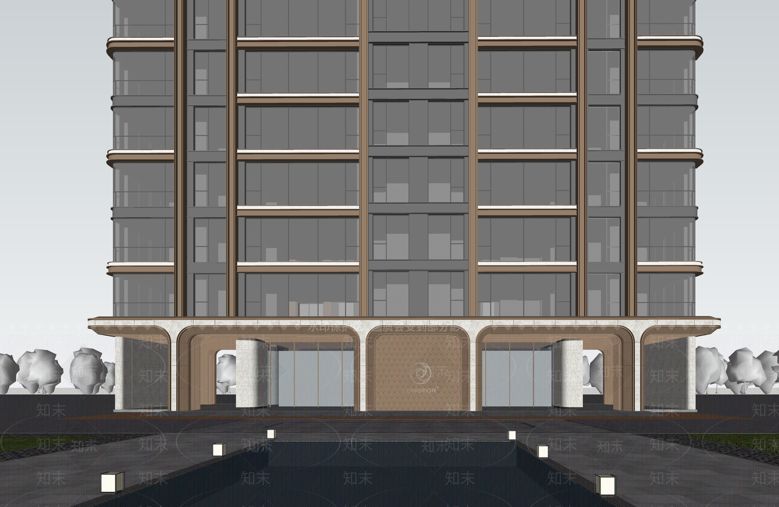 现代小区建筑SU模型下载【ID:1203064256】