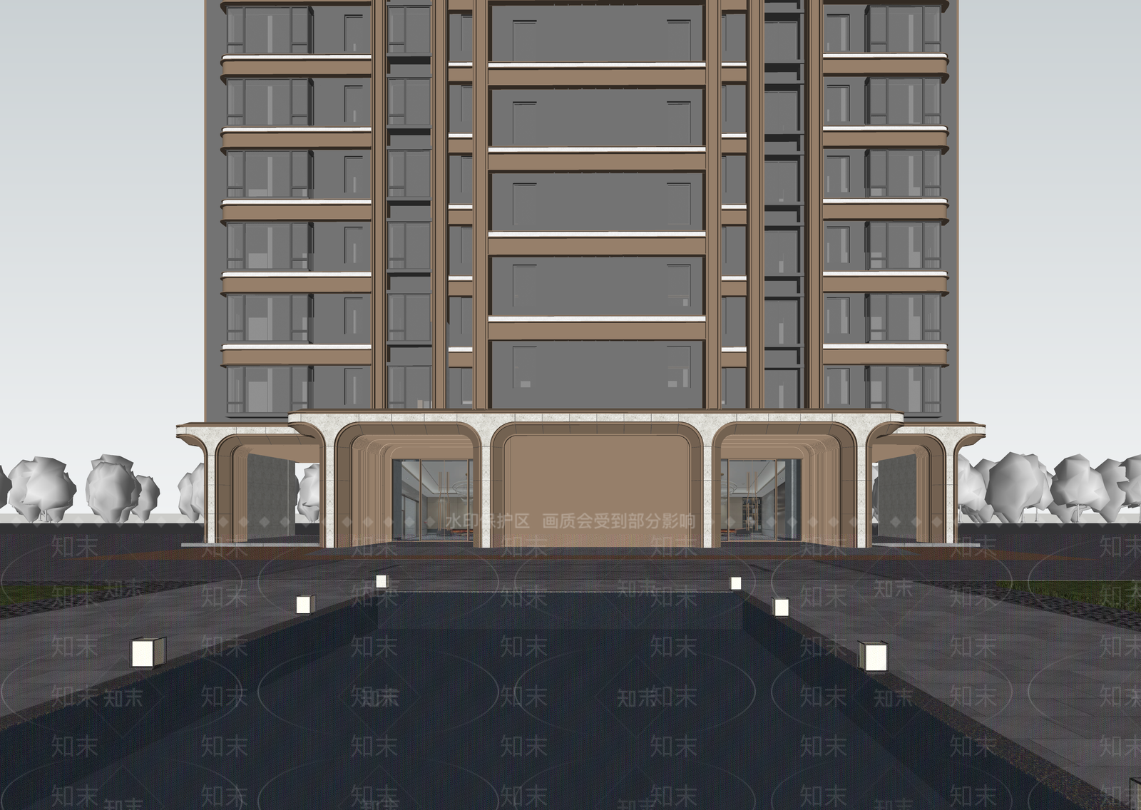 现代小区建筑SU模型下载【ID:1203064209】