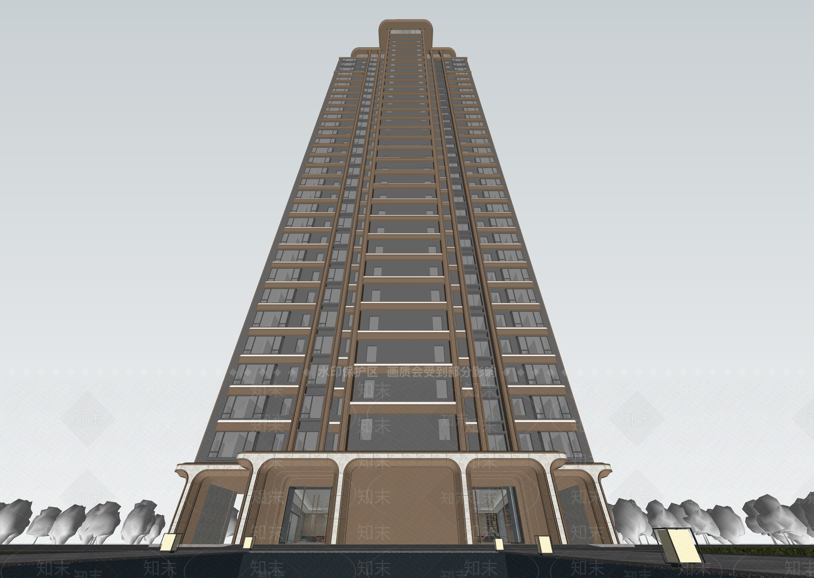 现代高层住宅SU模型下载【ID:1203064401】