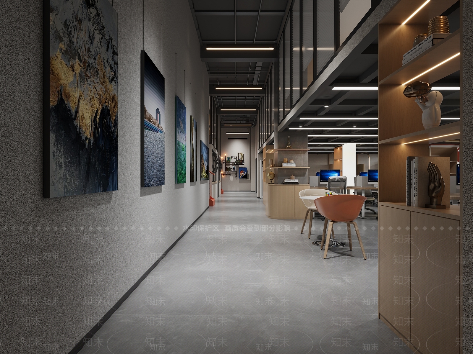 现代办公大厅3D模型下载【ID:1203065085】
