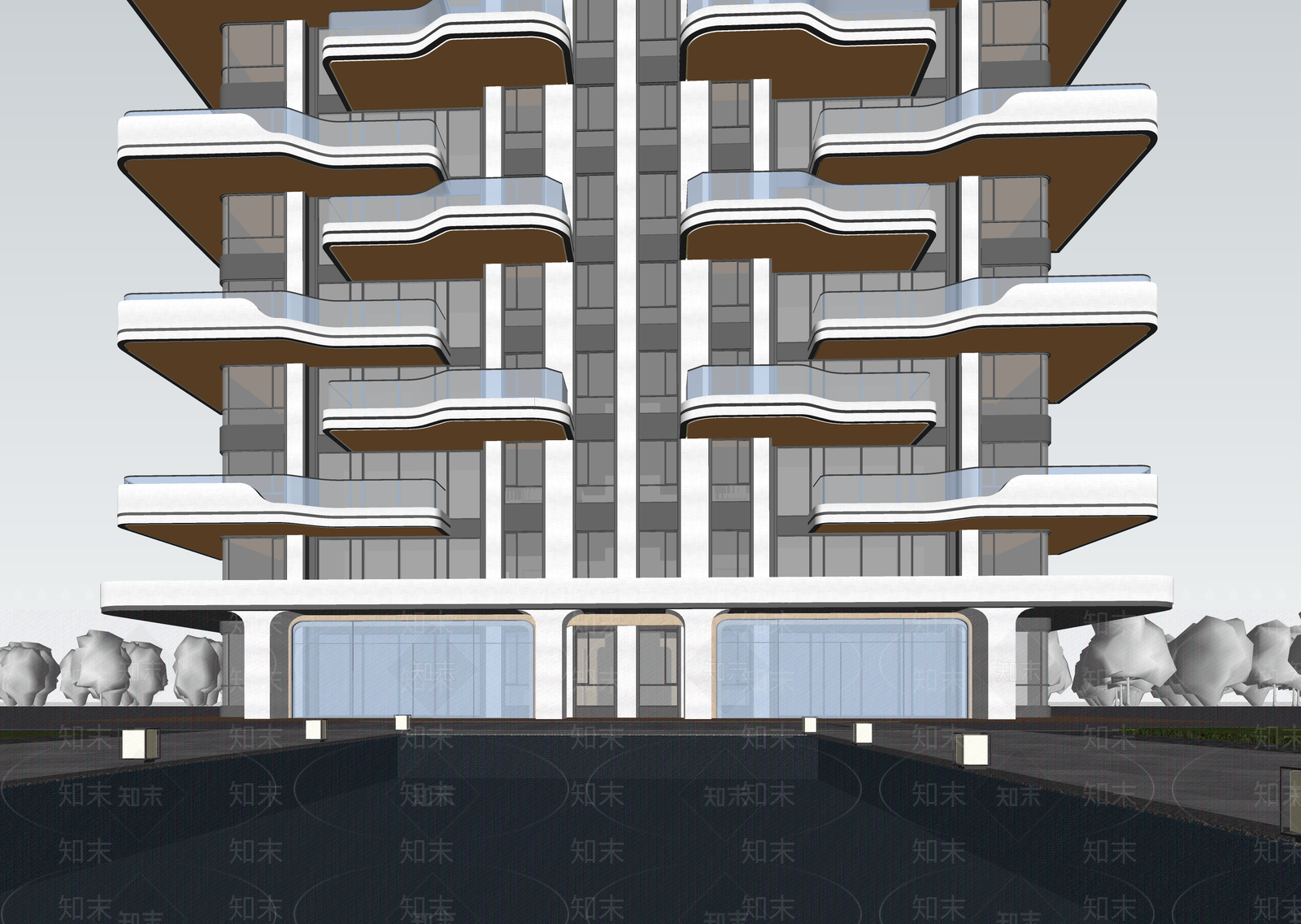 现代小区建筑SU模型下载【ID:1203064962】