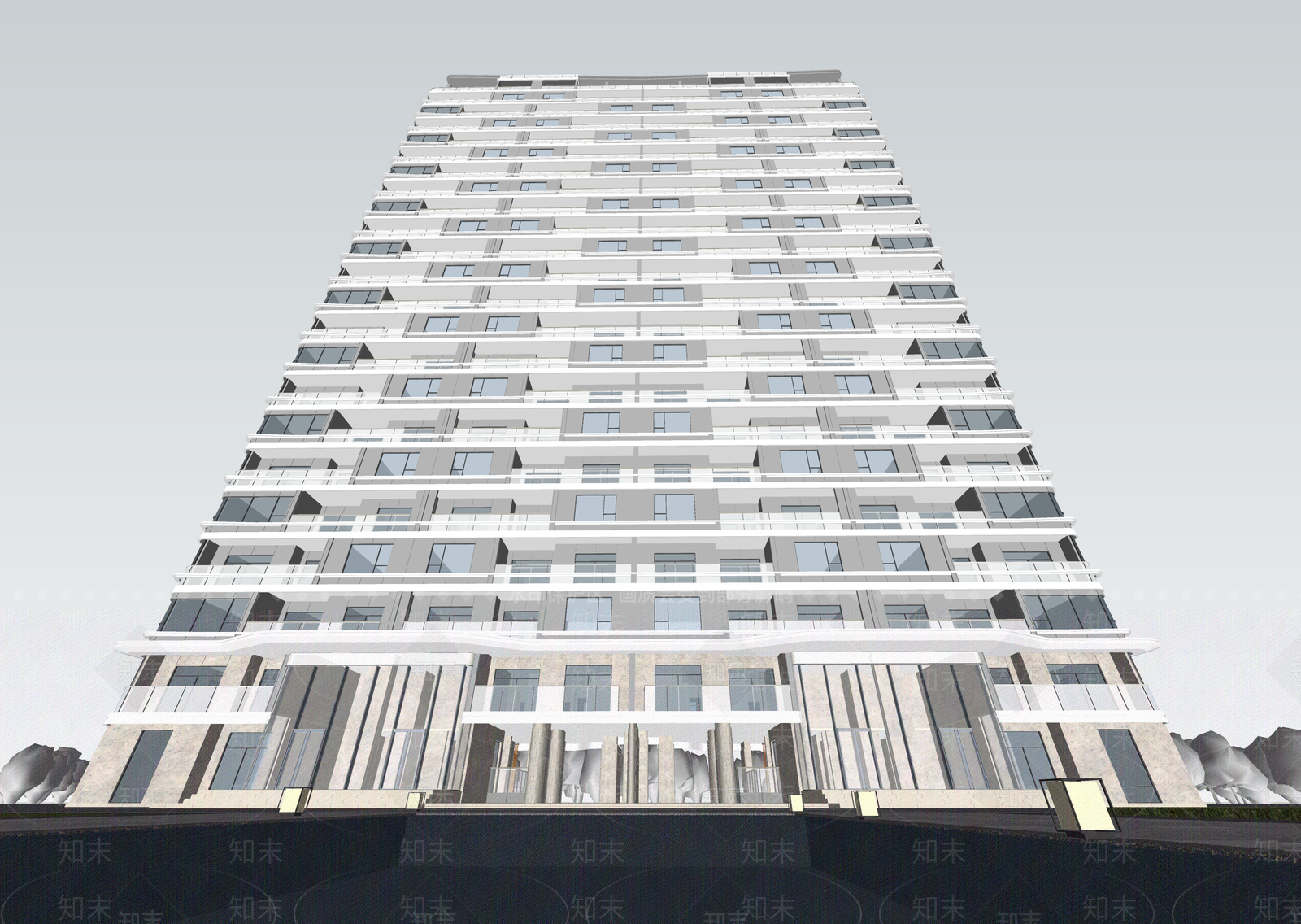 现代高层住宅SU模型下载【ID:1203065154】
