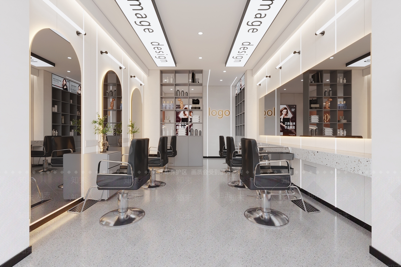 现代简约美发店3D模型下载【ID:1203067408】