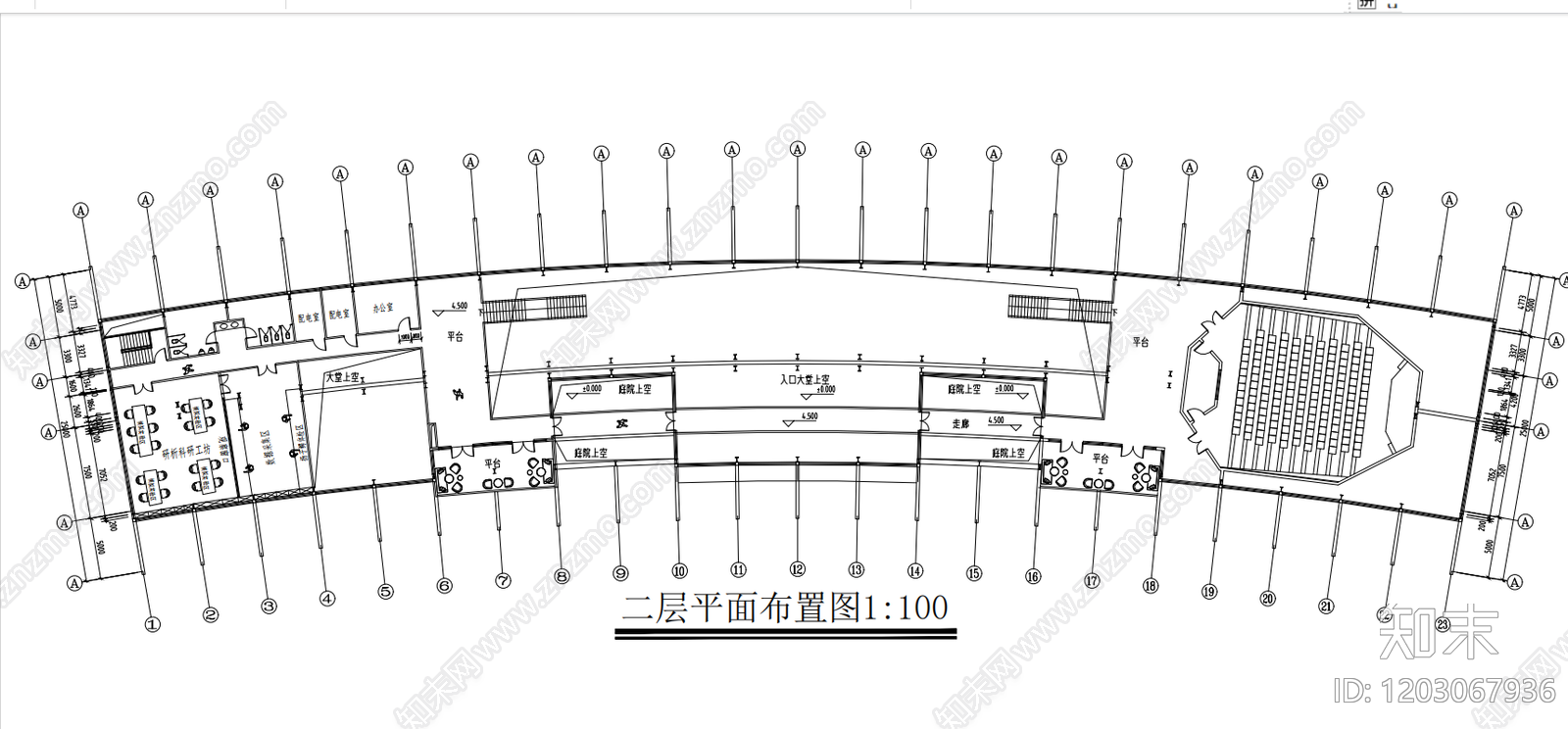 现代博物馆cad施工图下载【ID:1203067936】
