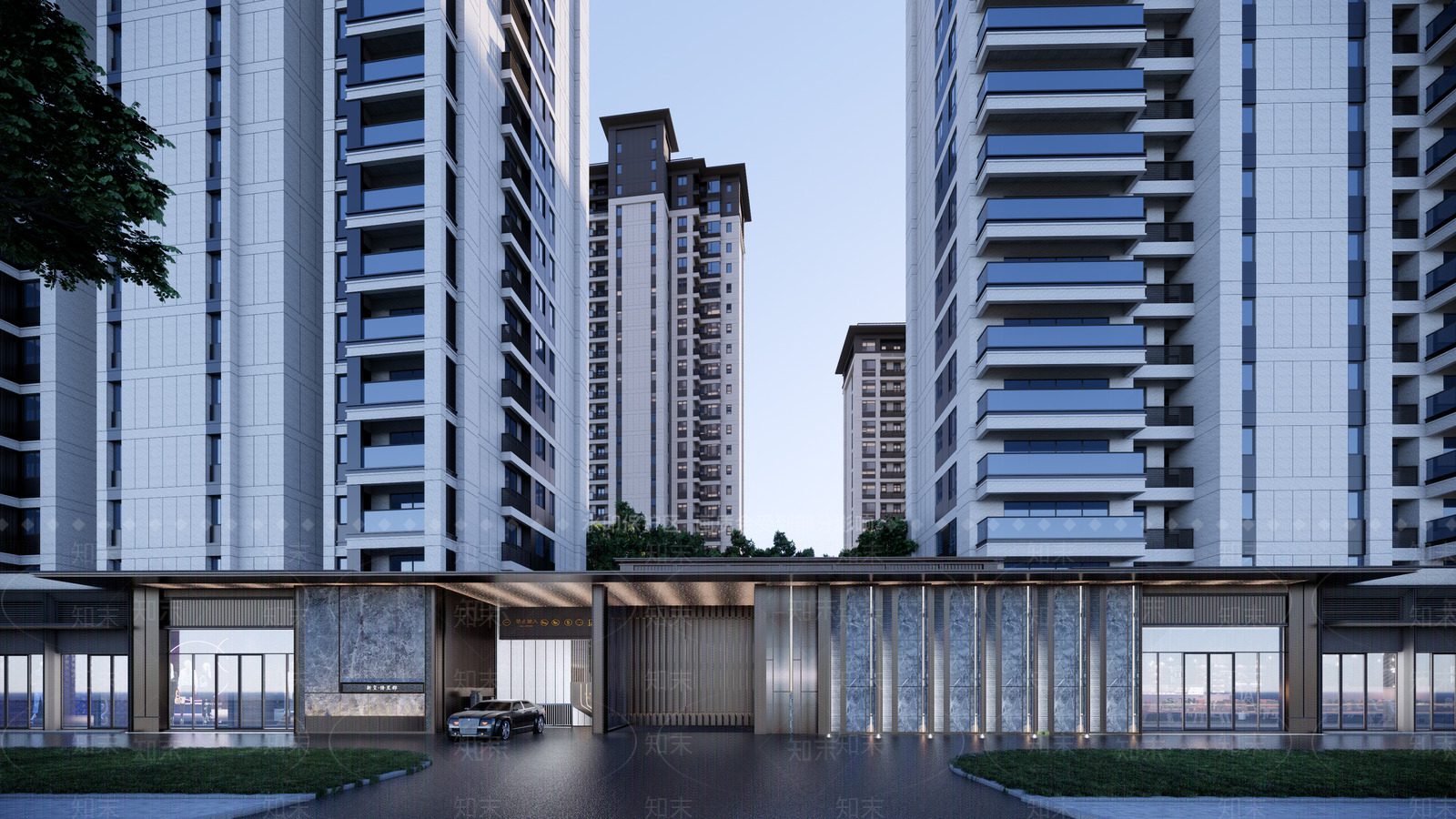 现代小区建筑SU模型下载【ID:1203067839】
