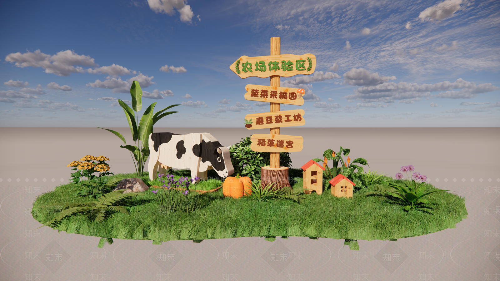 现代原木教育校园景观SU模型下载【ID:1203068302】