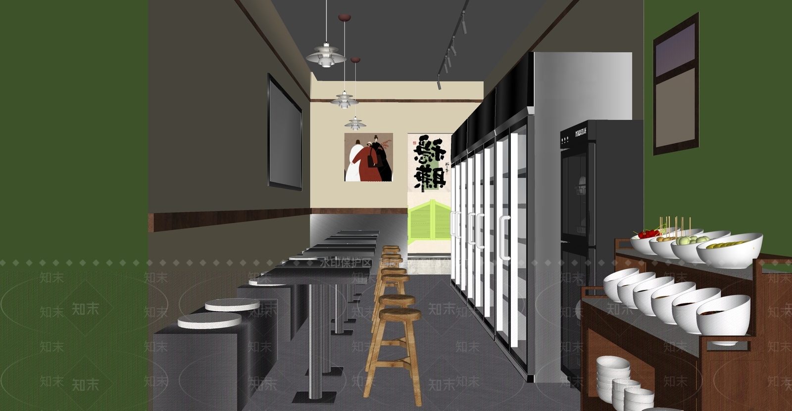 现代中古火锅店SU模型下载【ID:1203188917】