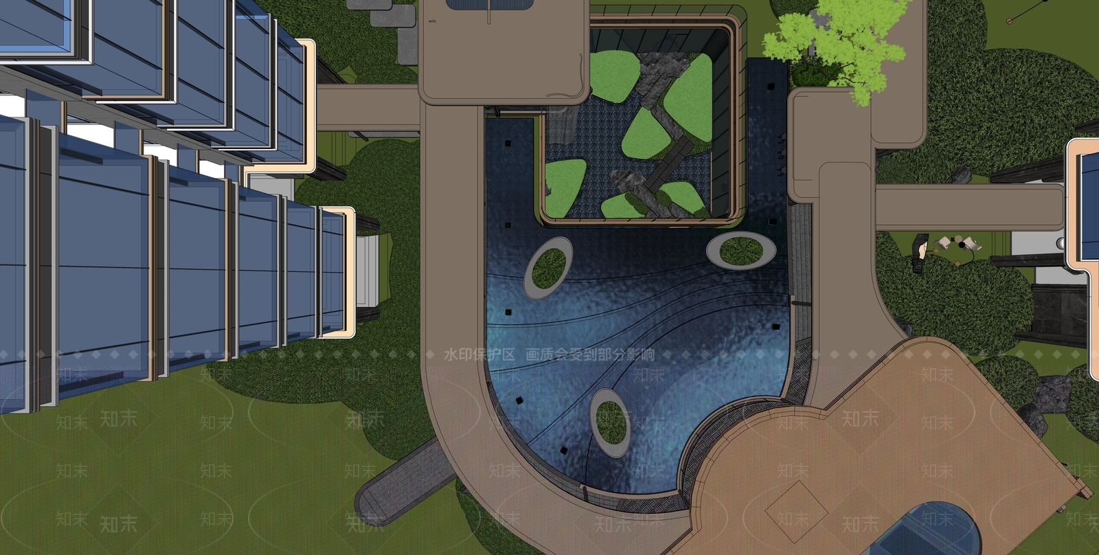 现代轻奢小区景观SU模型下载【ID:1203070498】