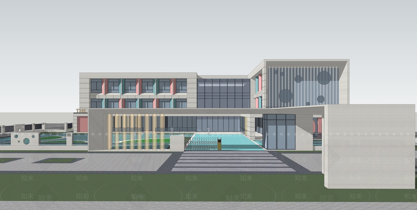 现代学校建筑SU模型下载【ID:1203108752】