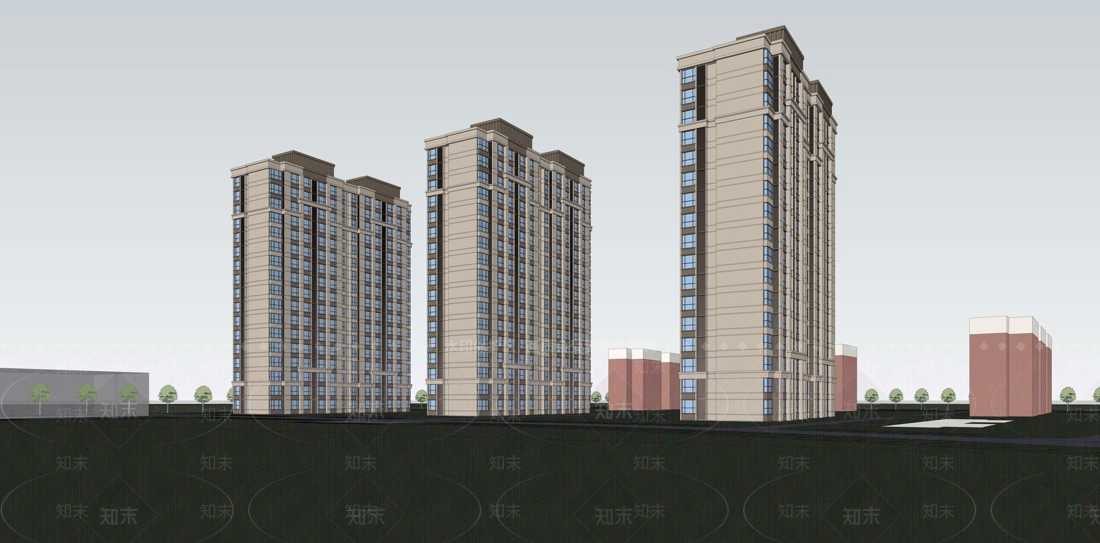 现代欧式高层住宅SU模型下载【ID:1203108579】