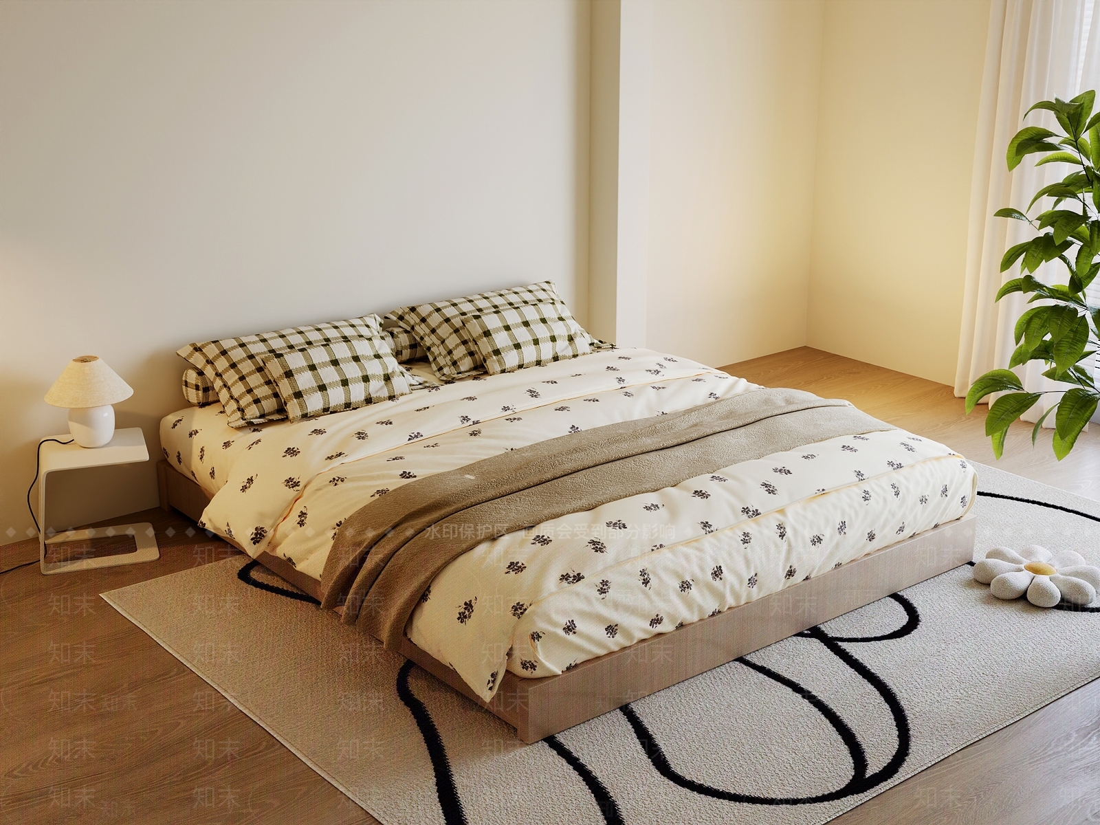 现代双人床3D模型下载【ID:1203073274】