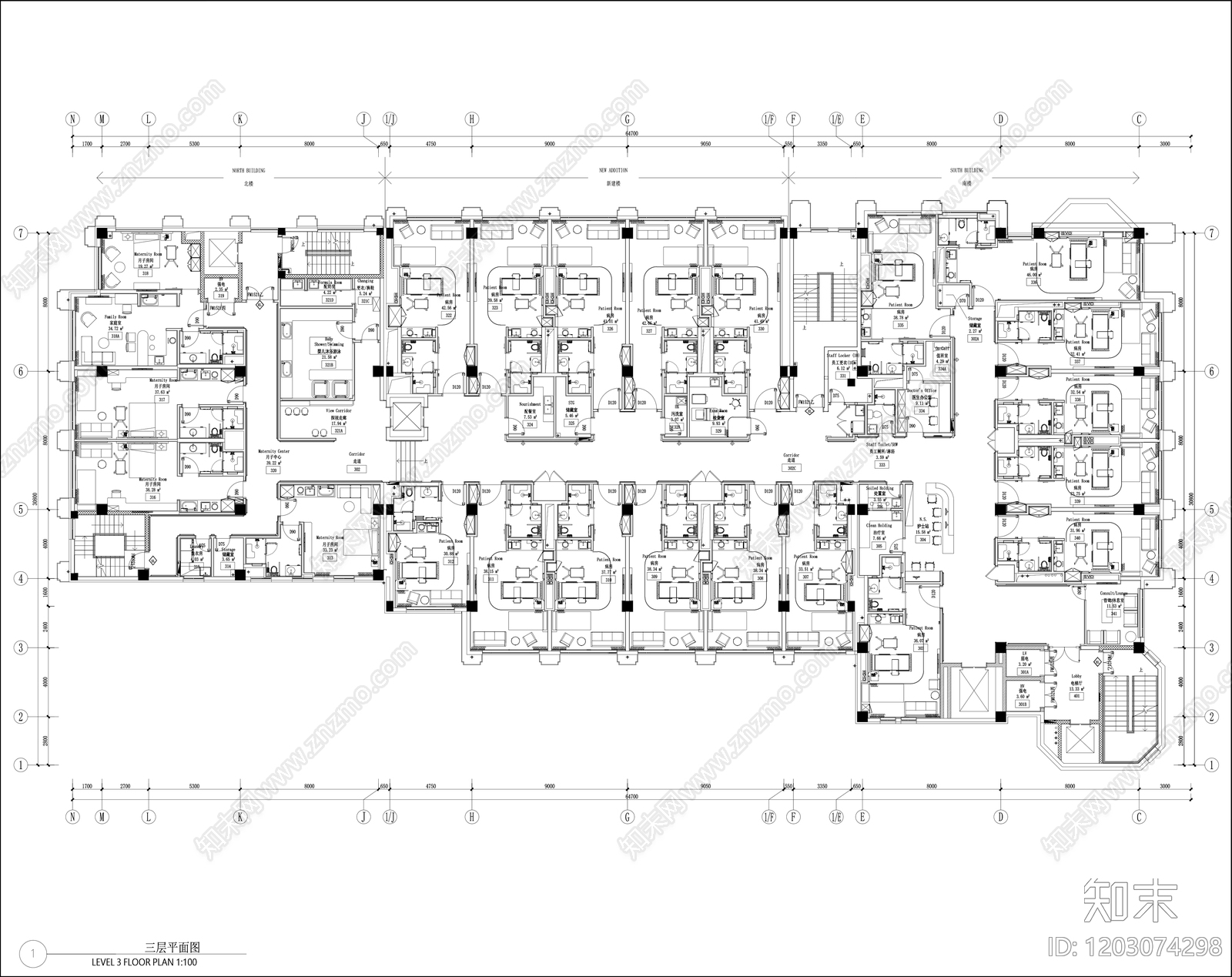 现代医院cad施工图下载【ID:1203074298】