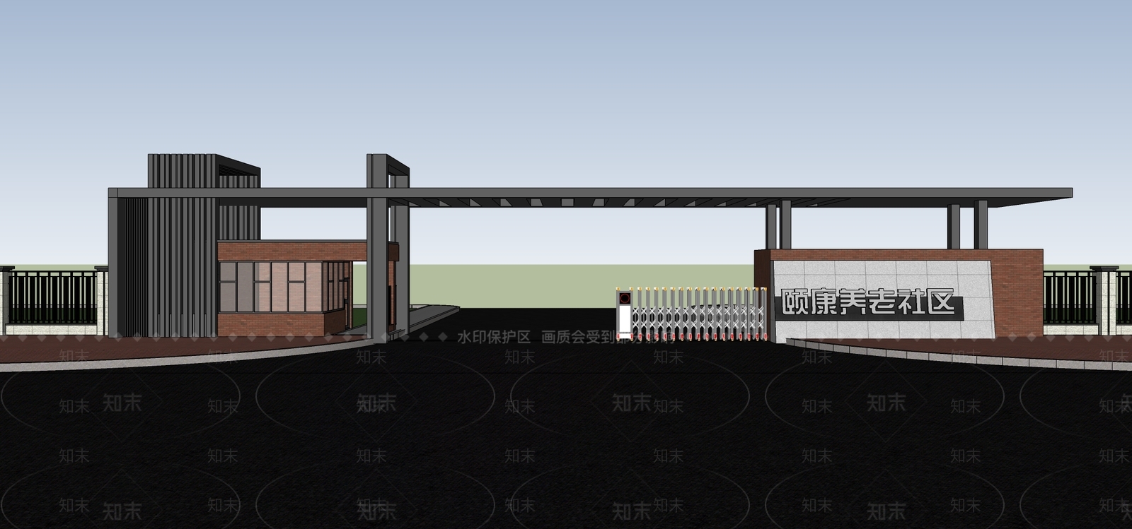 现代工业入口大门SU模型下载【ID:1203366385】