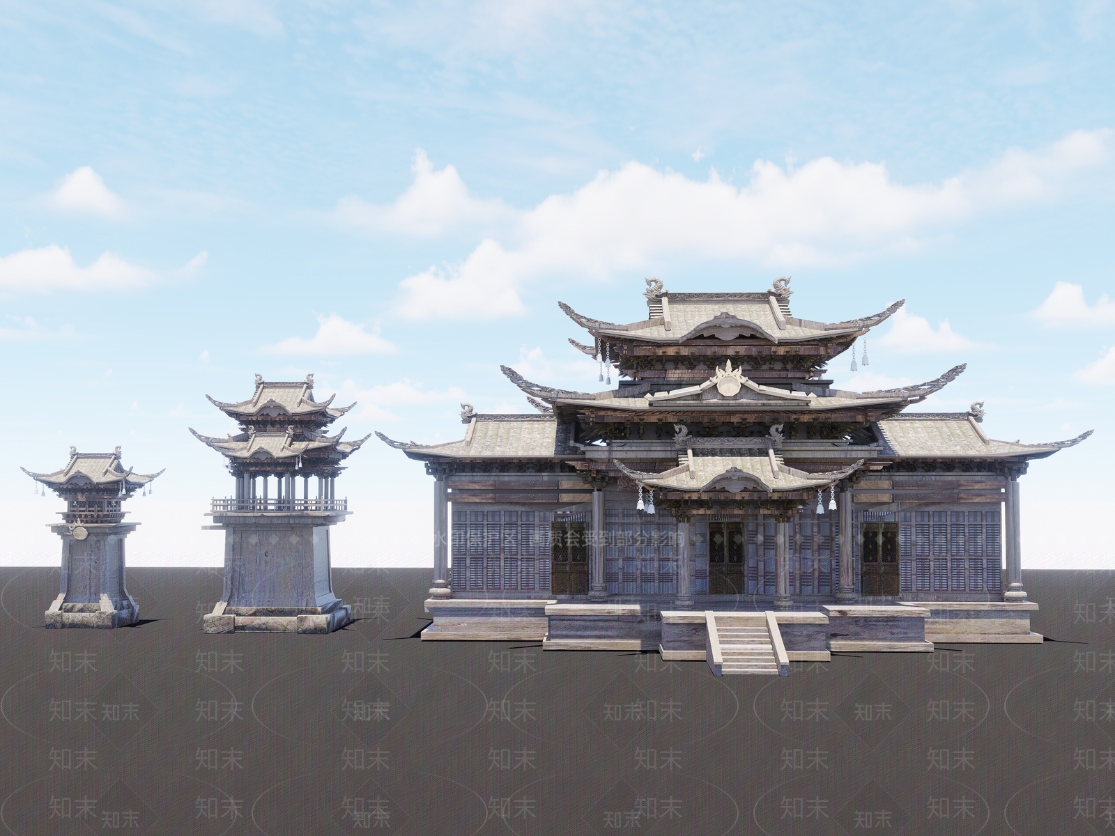 中式古建筑SU模型下载【ID:1203078583】