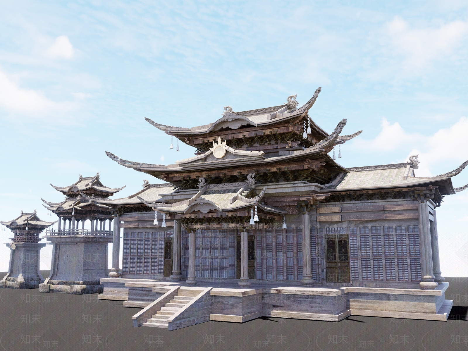 中式古建筑SU模型下载【ID:1203078583】