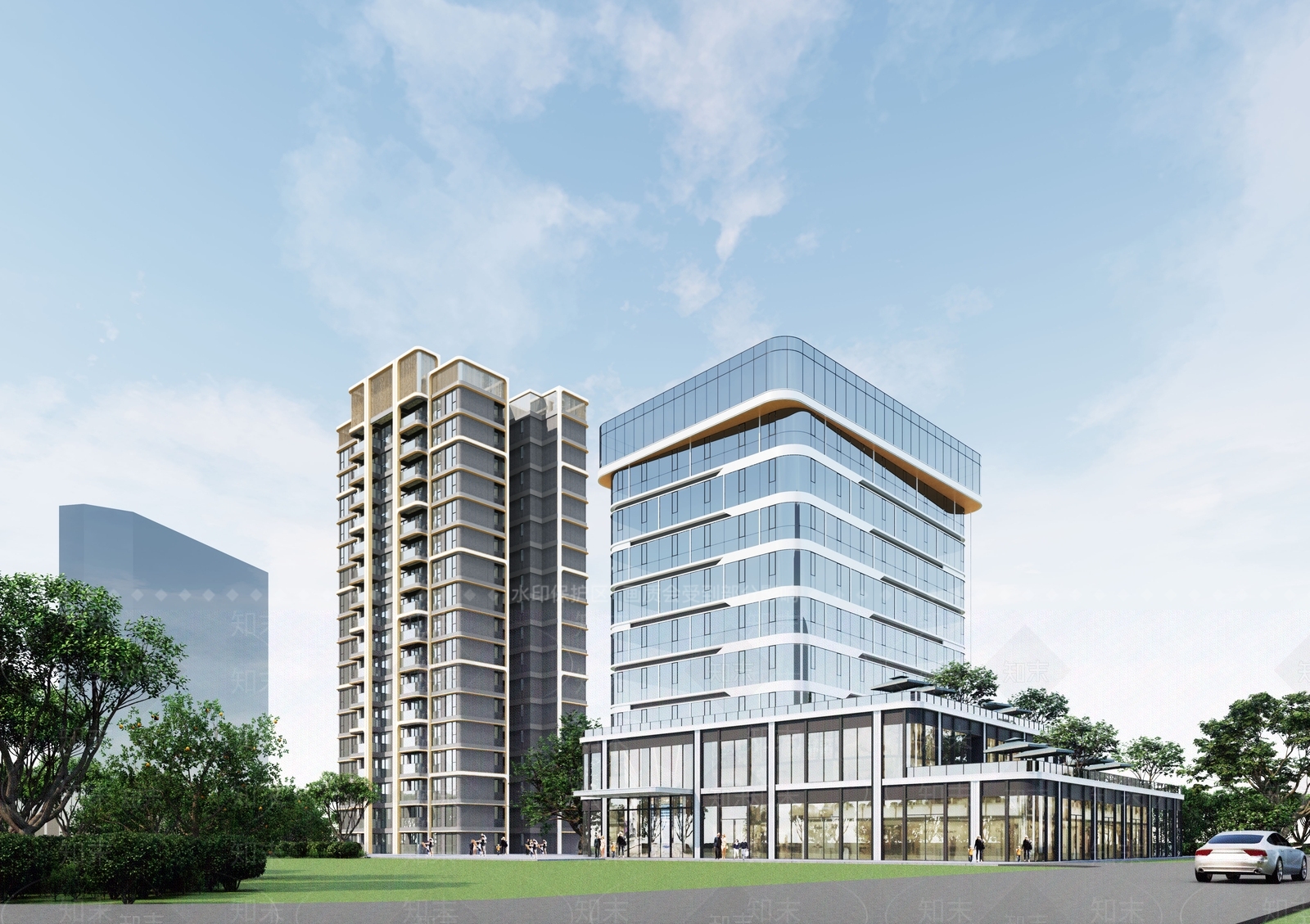 现代酒店建筑SU模型下载【ID:1203079274】