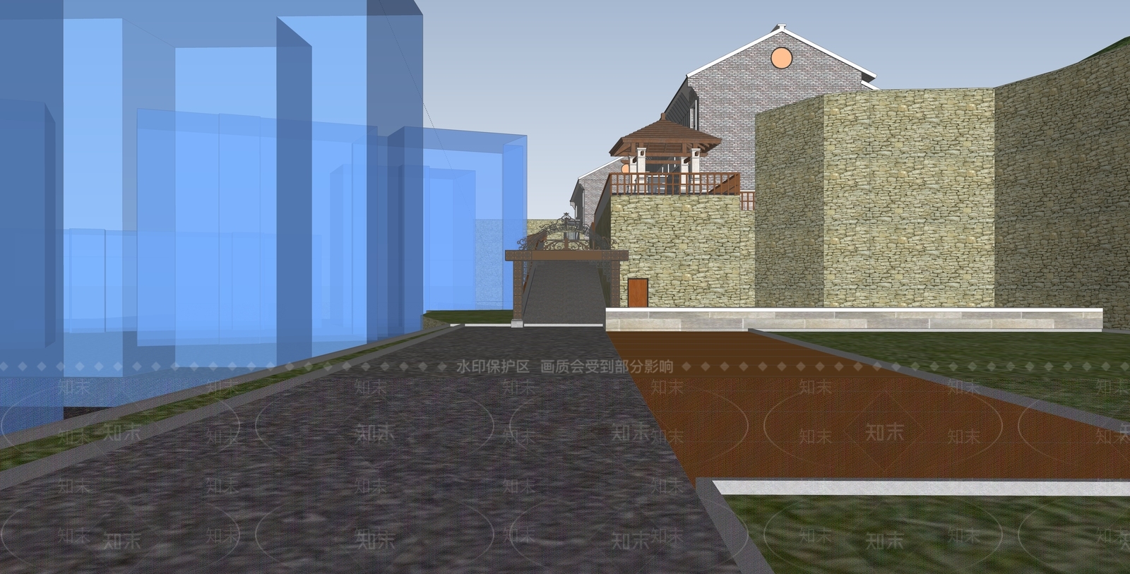 新中式社区服务中心SU模型下载【ID:1203079962】