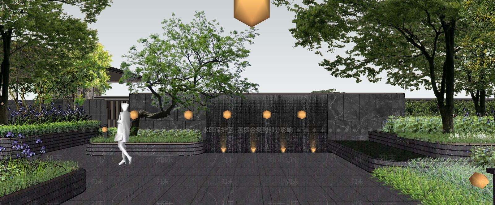 现代小区景观SU模型下载【ID:1203080319】