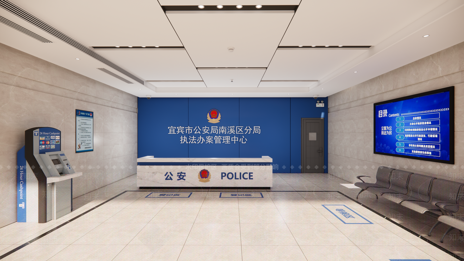 现代办公大堂SU模型下载【ID:1203080484】