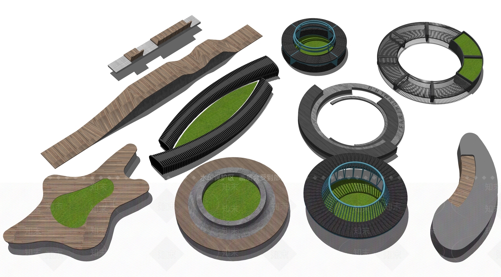 现代口袋公园SU模型下载【ID:1203080518】