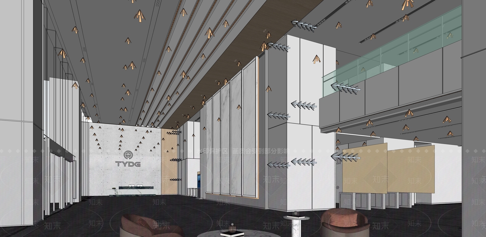 现代办公大堂SU模型下载【ID:1203083060】
