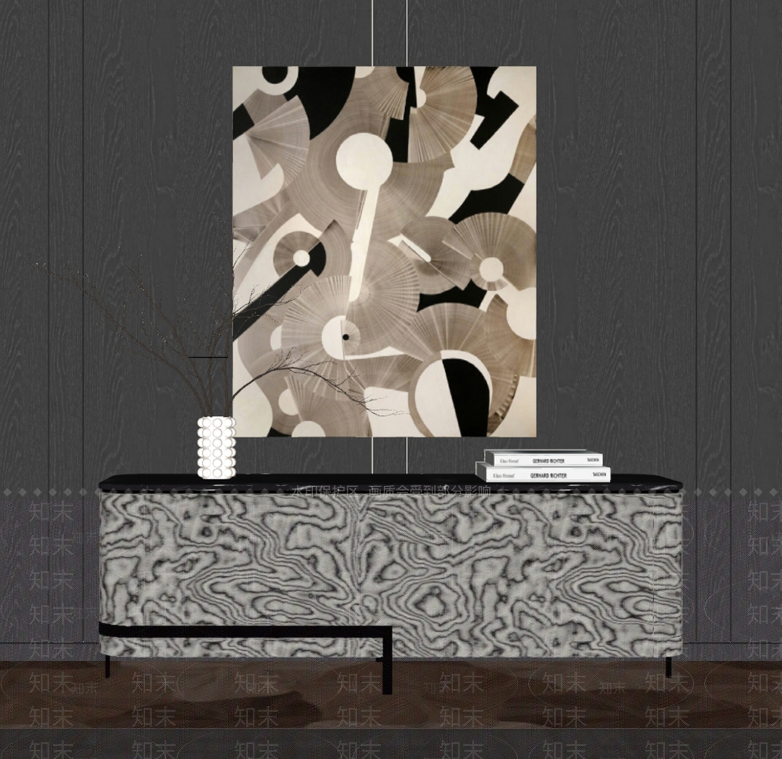 复古现代电视柜SU模型下载【ID:1203191652】