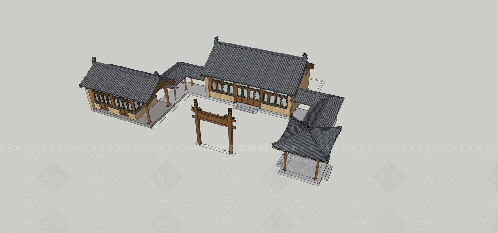 中式古建筑SU模型下载【ID:1203083611】