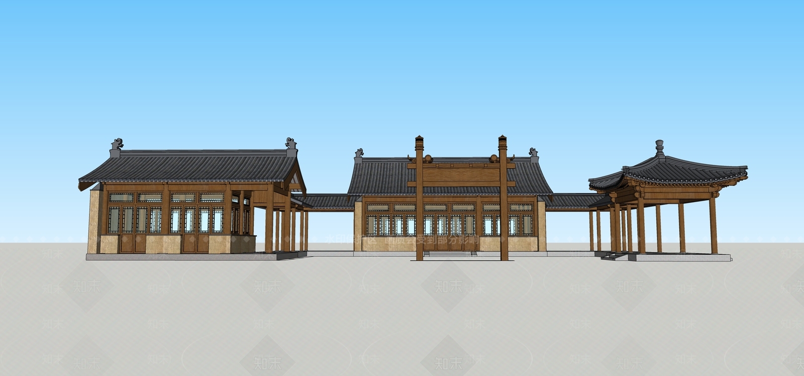 中式古建筑SU模型下载【ID:1203083611】