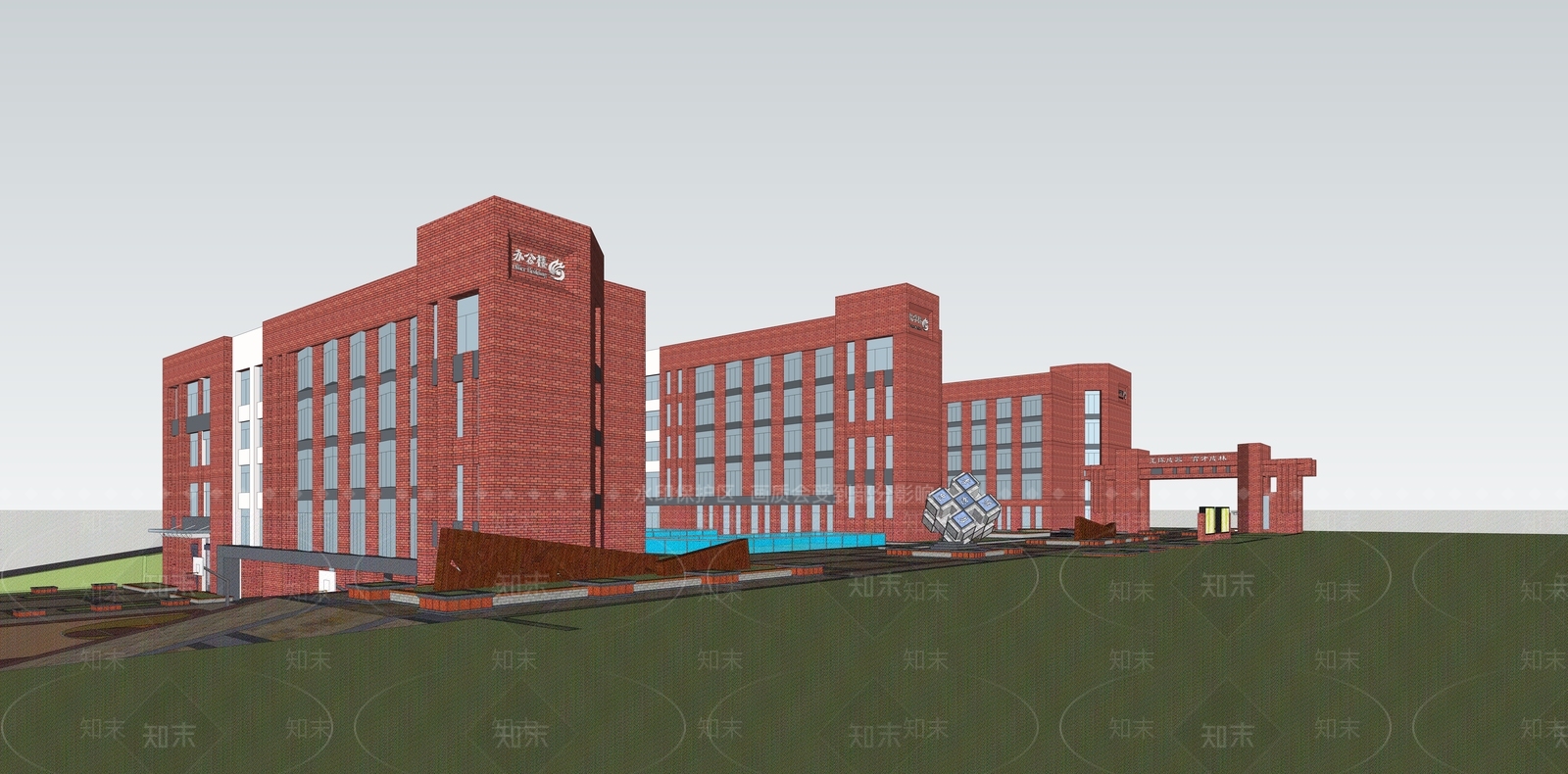 现代学校建筑SU模型下载【ID:1203084249】