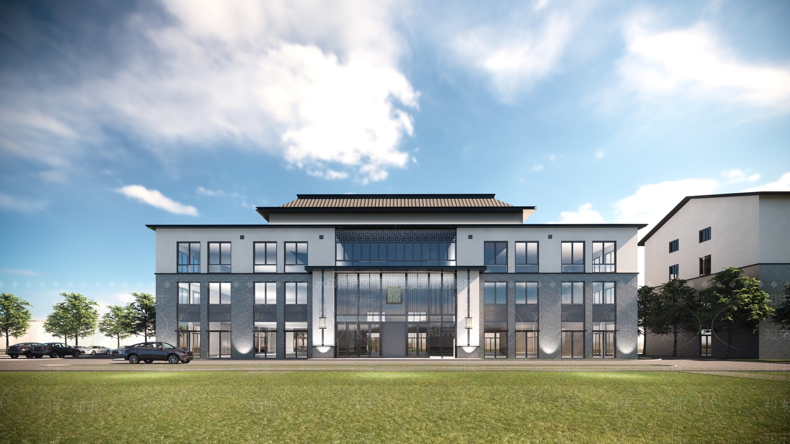 新中式小公建SU模型下载【ID:1203084676】