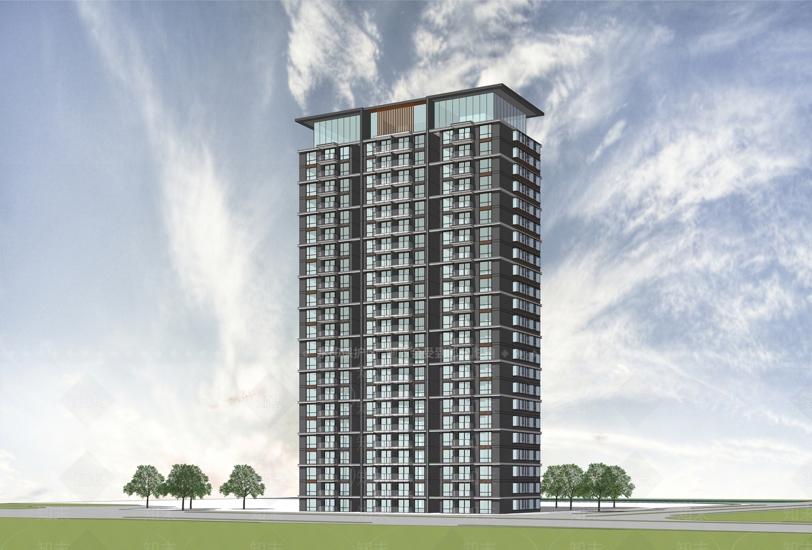 现代高层住宅SU模型下载【ID:1203086279】