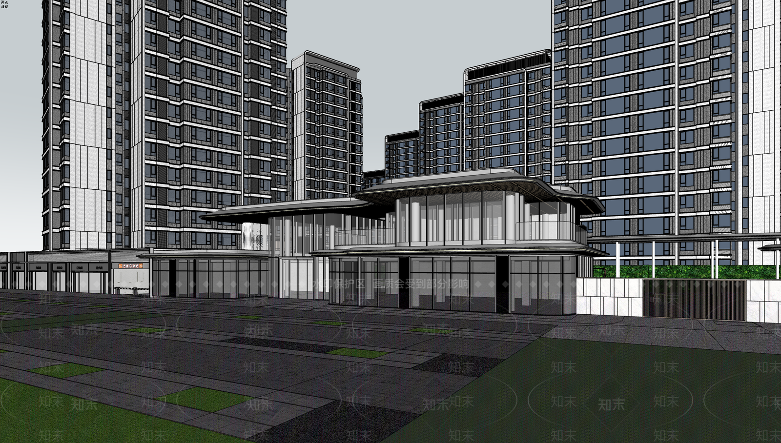 现代小区建筑SU模型下载【ID:1203088704】