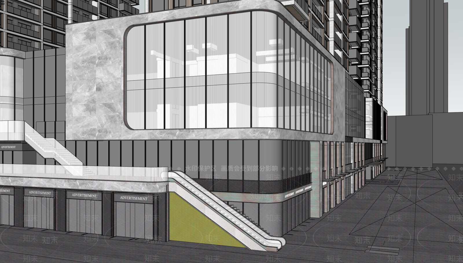 现代小区建筑SU模型下载【ID:1203089158】