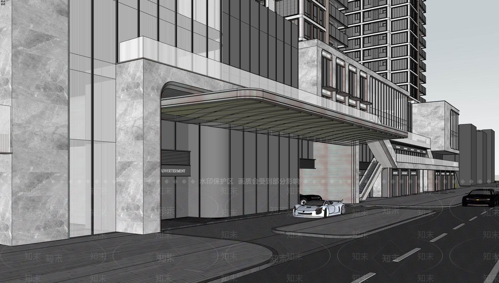 现代小区建筑SU模型下载【ID:1203089158】