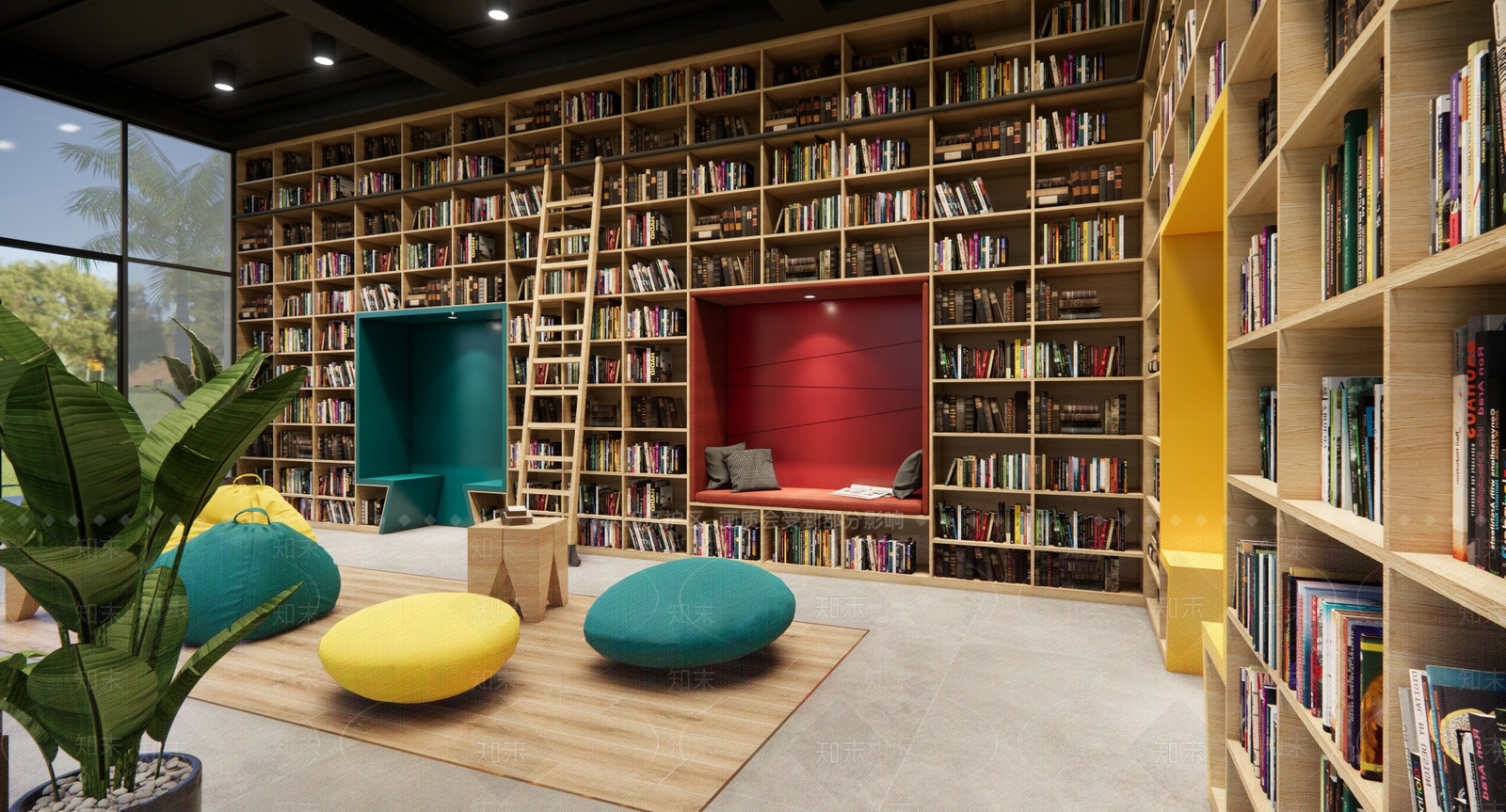简约原木书店SU模型下载【ID:1203090004】