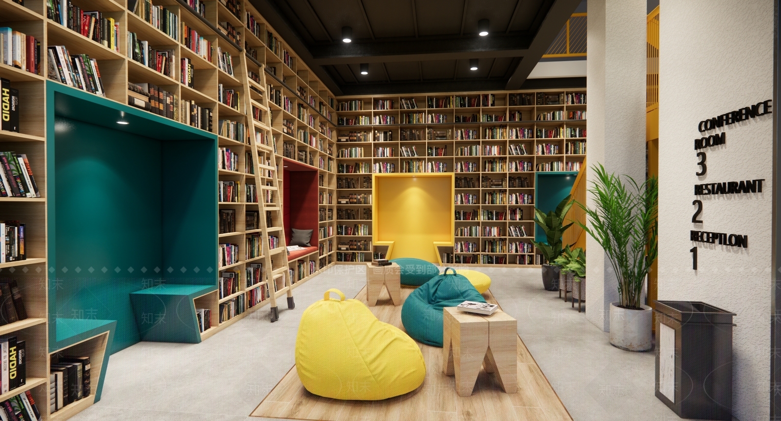 简约原木书店SU模型下载【ID:1203090004】